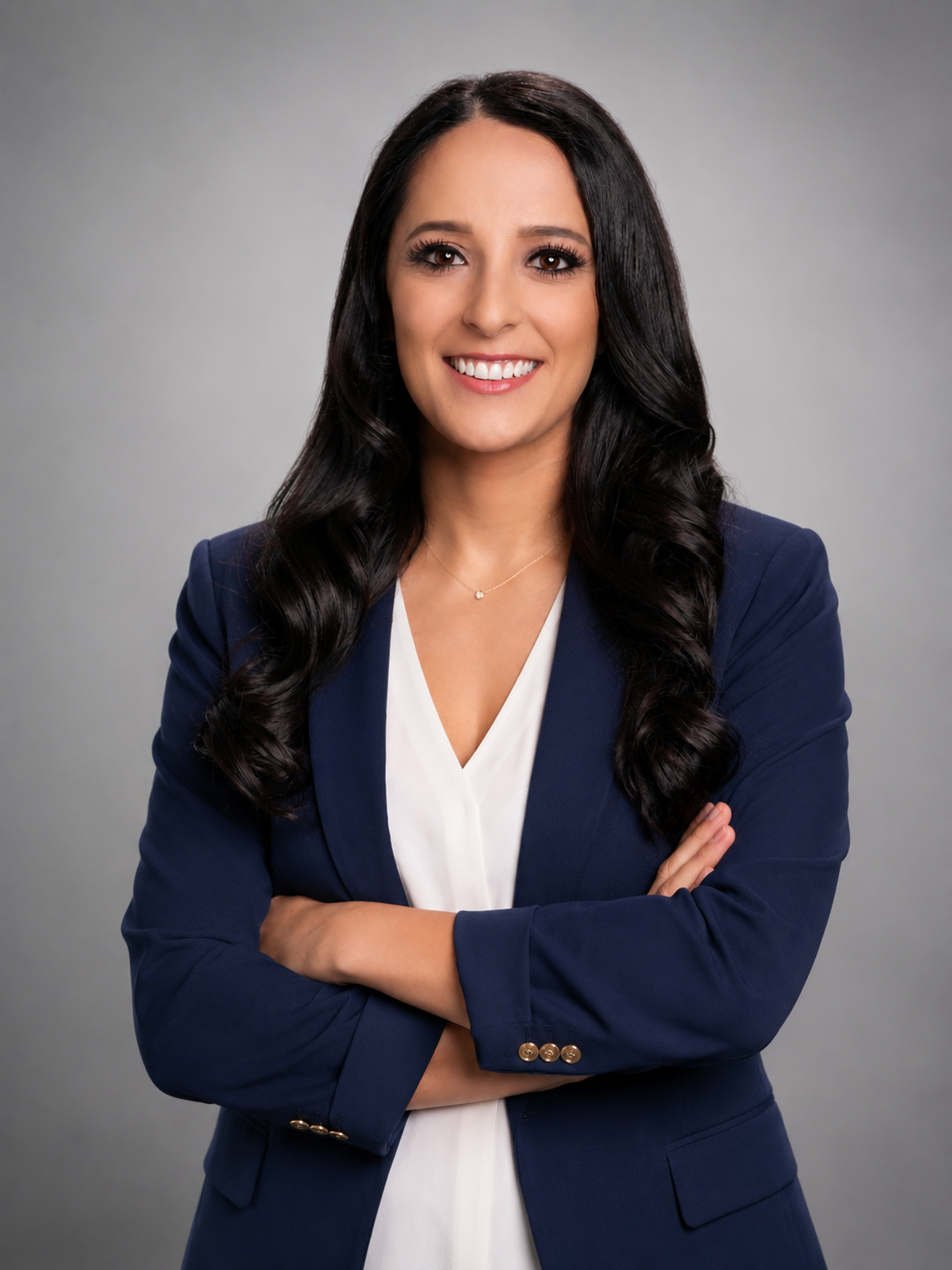 Nia Al-Kilany in a navy blazer